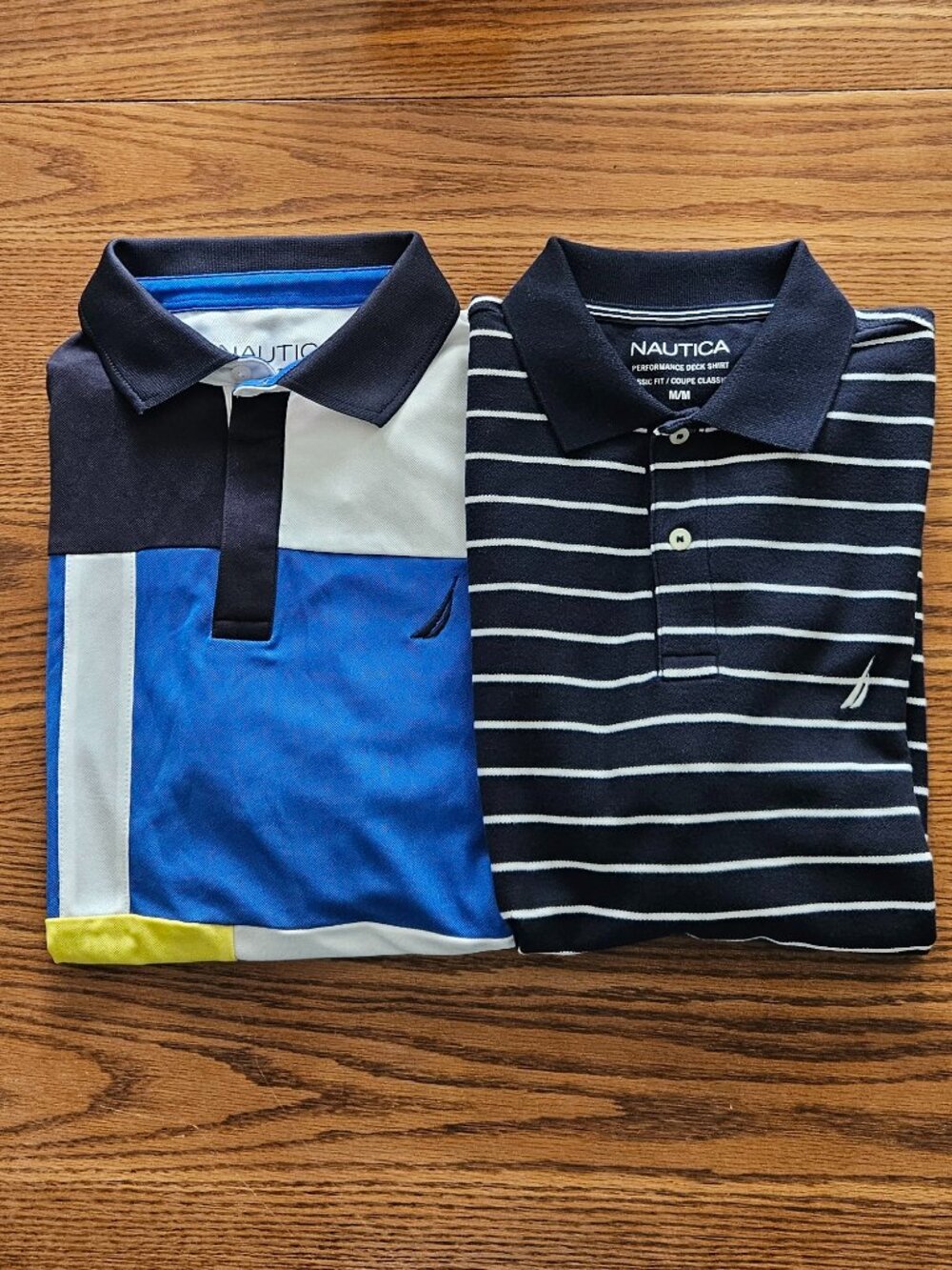 Nautica Polo Shirt Bundle • Men's Size Medium • Striped + Color‑Block